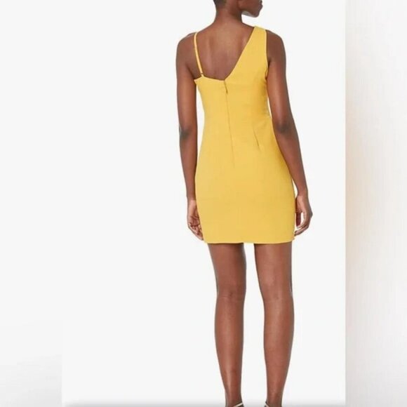 BCBGMAXAZRIA Asymmetrical Knot Wrap Evening Mini Dress Yellow ✨🔥🔥 - Picture 4 of 9